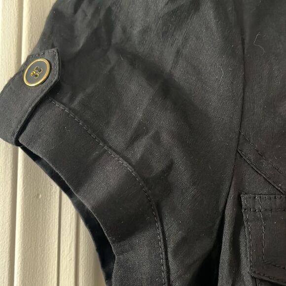 Y2K Bebe Black Gold Buttons Clasp Linen Blend Dress Feminine Club Event Party - Picture 9 of 11